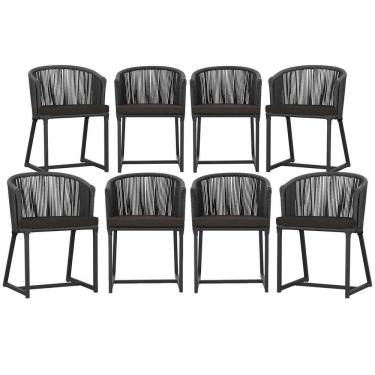 Imagem de 8 Cadeiras De Jantar área Noronha Preta E9 Trama Original Preto