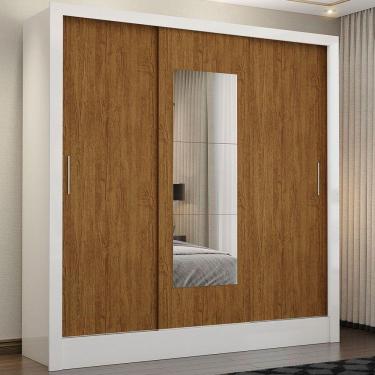 Imagem de Guarda-roupa Fortaleza Sem Gavetas Com Espelho Branco Cinamomo