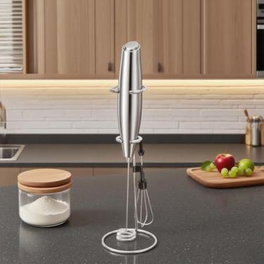 Imagem de Espumador de leite portátil, batedor elétrico de espuma, batedeira com 2 cabeças, 1 bottel e ovo latte (não 2 AA incluídos) - vermelho