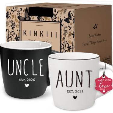 Imagem de Kinkiii Conjunto de canecas Promoted to Aunt & Uncle 2026, presentes de caneca de anúncio de revelação de gravidez, presente de caneca de anúncio de gravidez, presente de tio e tia pela primeira vez