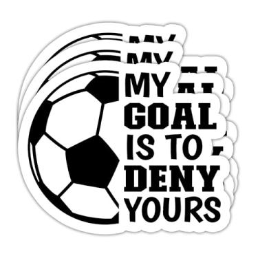 Imagem de (3 peças) Adesivos de futebol – My Goal is to Deny Yours – Decalque de vinil à prova d'água para laptops, telefones, copos, garrafas de água – Adesivos esportivos para jogadores de futebol, equipes