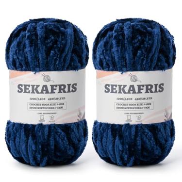 Imagem de Fio de chenille grosso felpudo para crochê, fio de pelúcia macio para tricô à mão, fio de cobertor de bebê volumoso 2 x 100 g (2 x 49,2 jardas) para fios de crochê Amigurumi, fio de veludo fofo de