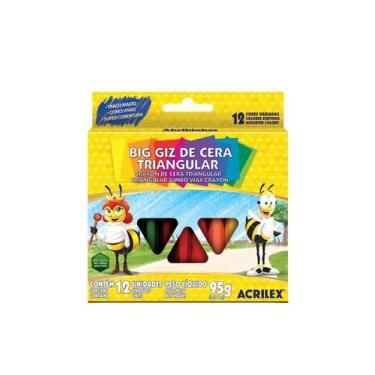 Imagem de Giz Cera Acrilex Big Triangular com 12 Cores 95g, UNICA