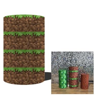 Imagem de FiVan Capa de cilindro com tema de jogo de festa de aniversário de bebê, elástico, elastano para decoração de suportes de metal (NO-1956, D27H50 cm (11 x 48 cm))