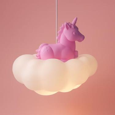 Imagem de Luminária Pendente Infantil Nuvem Unicórnio Bivolt Decoração Quarto