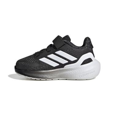 Imagem de adidas Tênis esportivo unissex Child Run Falcon 5 de renda elástica, Preto/branco/cinza, 6.5 Toddler