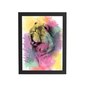 Imagem de Quadro Cachorro Chow Chow Aquarela Tinta Moldura 20X30Cm - Plimshop
