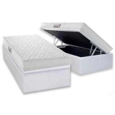 Imagem de Cama Box Baú Solteiro: Colchão Ortopédico Herval Ag65 Frontier + Base Crc Linhão White (88x188)