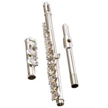 Imagem de Flauta Flauta Flauta Profissional Processo de Revestimento de Prata Material Cobre Branco Tom C 16 Orifício Fechado Com Chave E