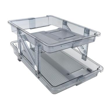 Imagem de Hztyyier Dispensador de Lata de Refrigerante Rolante, Camada Dupla, Design de Inclinação, Suporte Automático de Lata de Cerveja, Material Plástico (Azul)