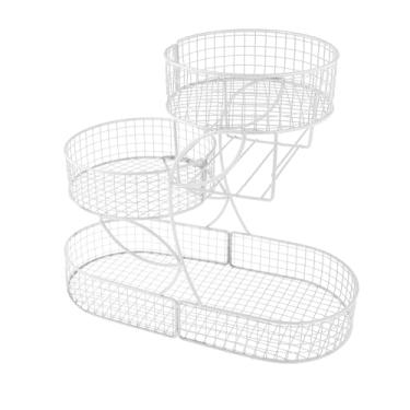 Imagem de IEUDNS Cesta de frutas 3 Organizador em camadas de grande capacidade Moliuse fios de fios de fruto tigela cesta de armazenamento para a sala de jantar de, Branco