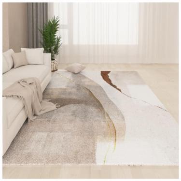 Imagem de SPXMQSS Tapetes grandes para sala de estar, antiderrapante, antiderrapante para quarto, tapetes macios de lã sintética lavável para sala de estar, quarto, escritório - fácil de limpar, bege/cinza