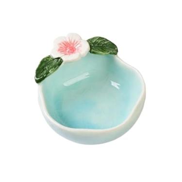 Imagem de prato de lanche Prato pequeno de cerâmica para temperos domésticos, tigela para hotel e restaurante tigela de sopa(Blue)