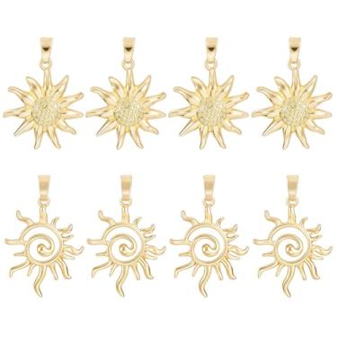 Imagem de Beebeecraft 1 caixa, 8 peças, pingentes de sol, pingentes celestiais de ouro, brilho a granel, planeta, estética, latão banhado a ouro 18 K, pequenos pingentes para fazer joias, colares, pulseiras