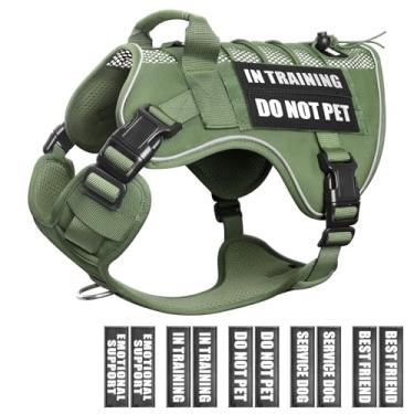 Imagem de WINSEE Peitoral de malha de treinamento para cães de serviço com 10 adesivos para animais de estimação, colete tático respirável de malha de ar macio, colete militar refletivo para caminhadas