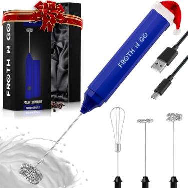 Imagem de Zulay Kitchen Zulay Froth N Go Milk Frother Recarregável - Varinha De Espuma 3 Em 1 Com Estojo E Carregador Usb-C - Vem Com 3 Acessórios De Batedor Para Latte, Cappuccino, Matcha, Shakes De Proteína