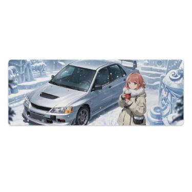 Imagem de HouLaiZhe Anime Girl JDM Lancer Winter Large Gaming Mouse Pads Tapete de Mesa Base de Borracha Antiderrapante Laptop Acessórios de Computador Suprimentos Bloco de Escrita para Escritório Casa 30 x 80