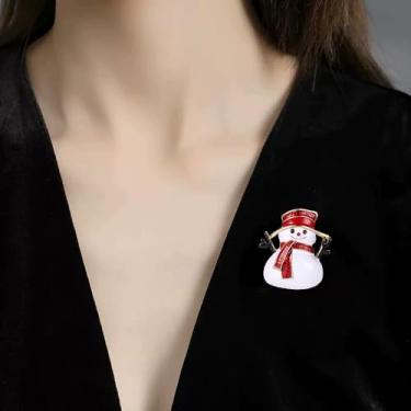 Imagem de Broche de boneco de neve de inverno para mulheres dourado vermelho branco esmaltado broches de lapela para chapéu bolsa terno cachecol bonito Natal feriado festival vestido acessórios joias