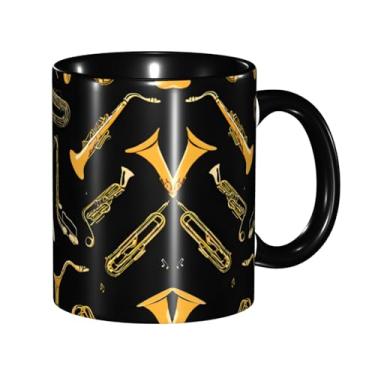 Imagem de Zeraoke Canecas de café criativas com impressão de notas musicais, personalizadas, presente para família, tamanho de 325 ml, unissex