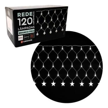 Imagem de Rede Pisca Pisca Estrelas Com 120 Leds 3 Metros 127v Natal Branco Frio