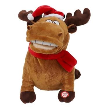 Imagem de Rena Musical Mecanizada Pelúcia Natalina com Movimento 27 cm Decoração para Festas Natal com Pilhas Inclusas