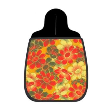 Imagem de Lixeira De Carro Organizador Floral Vermelho e Amarelo Fundo Ocre