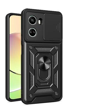 Imagem de Kukoufey Capa para celular compatível com Tecno Camon 20 Pro/20 4G CK7n/CK6n, PU+TPU com capa de lente de câmera deslizante, preta