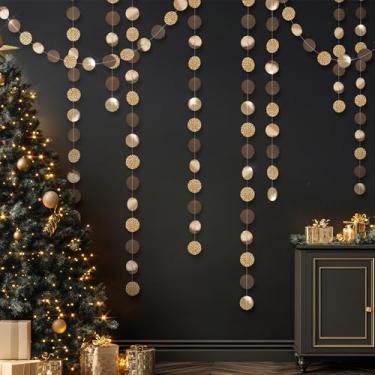 Imagem de Cheerland - Guirlanda de Festa Tema Leopardo para Decoração de Casamento, Aniversário e Festa na Selva - Ouro Champanhe Brilhante, Café Peroladas, Preto - Papel, Rodada