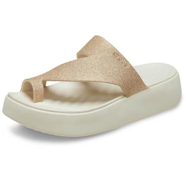 Imagem de Crocs Sandálias femininas plataforma Getaway Toe Loop, Estuque, 40