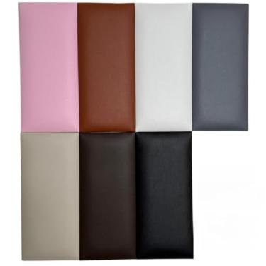 Imagem de Cabeceira Estofada Modular Courino 45x20 Para Cama Box – Painel Decorativo(PRETO,EM L- 15 PLACAS)