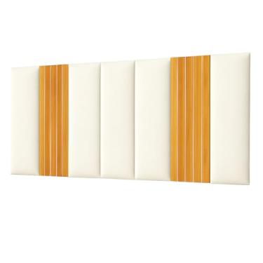 Imagem de Kit Placas Cabeceira Estofada com Ripado Modular Para Cama Box 45x20 Suede(BRANCO,CAMA CASAL PADRÃO)