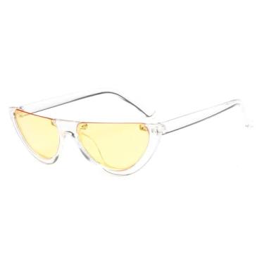 Imagem de Óculos de Sol Femininos Estilo Olho de Gato Punk Masculinos UV400 para Esportes ao Ar Livre, Corrida e Ciclismo, Lentes Transparentes Amarelas