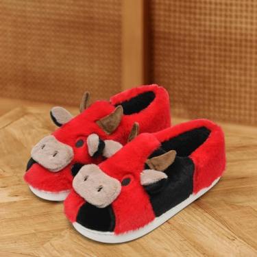 Imagem de Pantufas de vaca para mulheres e homens, fofas, fofas, aconchegantes, desenhos animados, vacas leiteiras, animais, preppy engraçado, kawaii, outono, inverno, quarto, casa, sapatos para ambientes