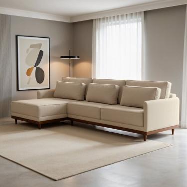Imagem de Sofá Living 300cm Chaise Lado Esquerdo Artheus Bege