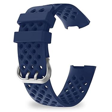 Imagem de ZEZEFUFU Pulseira de silicone de 23 mm/0,9 polegadas, pulseira de relógio, acessórios de substituição para Fitbit (Charge 3 4), Sem Pedra Preciosa