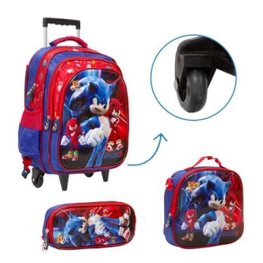 Imagem de Kit Mochila Masculina De Rodinha Sonic Grande Envio 24 Hrs - TOYS 2U