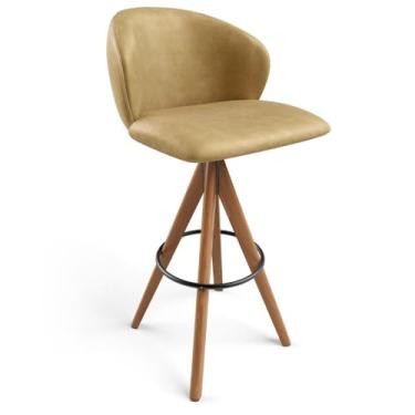 Imagem de Banqueta Alta Giratória Bar Cozinha Sala de Jantar Bar Mia L02 Couríssimo Fendi - Lyam Decor