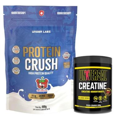 Imagem de Kit Whey Protein Crush Refil Morango (900g) Under Labz + Creatina Universal Nutrition 200g