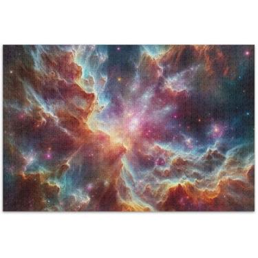 Imagem de Quebra-cabeça com glitter Space Nebula Sparkle 1000 peças para adultos, amigos, família, presentes masculinos, exclusivos, brinquedo, jogos, arte, 75 x 40 cm