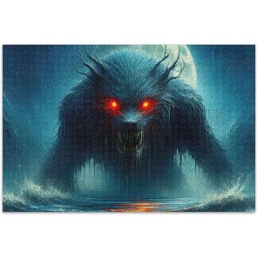 Imagem de Quebra-cabeça com estampa de monstro besta para adultos, 1000 peças, engraçado, animal, arte, presentes masculinos, presentes exclusivos para amantes de família, 75 x 40 cm