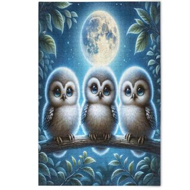 Imagem de Quebra-cabeça com corujas fofas pássaros adultos 500 peças, presentes para amantes de família, cenas de outono, estética para decoração de casa, 500 peças, 52 x 37,8 cm