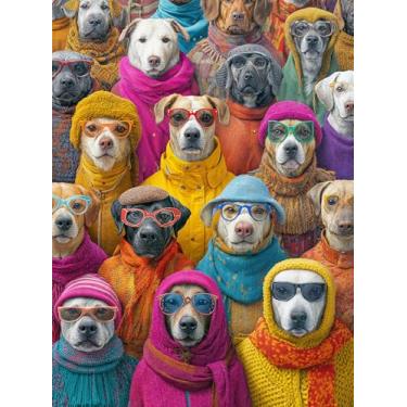 Imagem de Cross & Glory Dogtopia – Quebra-cabeça de 1000 peças para adultos | Cidade de cachorro vibrante | Quebra-cabeça engraçado de cachorro com roupas e personalidade | Corte de fita premium com acabamento