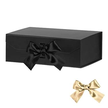 Imagem de GoooodGift Caixa De Presente Preta Fosca Com Tampas - 25X18X8 Cm, Fita Decorativa Para Padrinhos, Fecho Magnético, Perfeita Formaturas