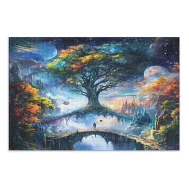 Imagem de Fantasy Castle Bridge Quebra-cabeças adultos 1000 peças, jogos de quebra-cabeça para adultos, jogos para adultos e família