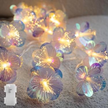 Imagem de Cordão de luzes de fibra óptica para flores, 2 m de comprimento, com 10 luzes de guirlanda de LED, adequado para decorar quartos, mesas de jantar, casamentos, Natal e Páscoa (branco quente)