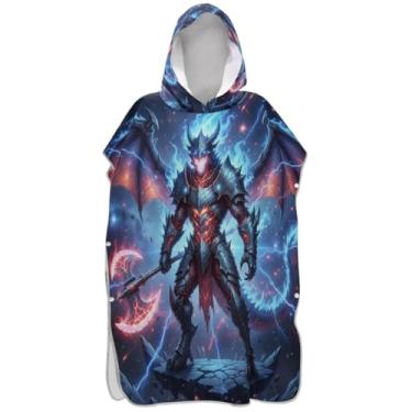 Imagem de Joisal Poncho de surfe de desenho animado de guerreiro legal para adultos, roupão absorvente de praia, ponchos de praia com capuz para homens, toalha floral