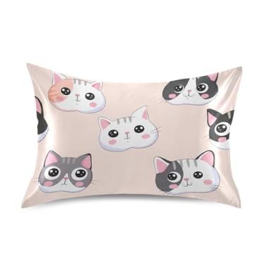 Imagem de Travesseiros de cetim rosa animais fofos desenhos animados engraçados refrescantes para cama de casa sofá luxo padrão King Queen travesseiros tamanho padrão 66 cm x 50 cm