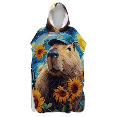 Imagem de TSENQUE Trocador para adultos, poncho de surfe, toalha de natação com capuz, tinta vestível, capivara, masculina, poncho com capuz
