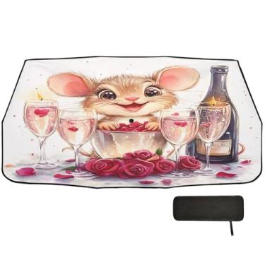 Imagem de Mouse champanhe para-brisa protetor solar bloqueio UV carro para-sol guarda-chuva para-brisa, para-sol de carro dobrável