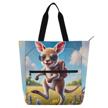 Imagem de GAIGEO Linda sacola canguru de caminhada para crianças, mulheres, trabalho, escola, bolsa de livros com zíper médio, reutilizável, viagem, mercearia